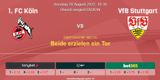 Vorhersage zur Deutschen Bundesliga 1. FC Köln - VfB Stuttgart: 28 August 2022