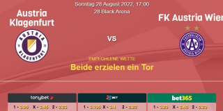 Vorhersage zur Admiral Bundesliga Austria Klagenfurt - Austria Wien: 28 AUgust 2022