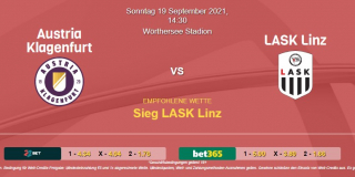 Vorhersage zu Admiral Bundesliga Austria Klagenfurt - LASK Linz: 18 September 2021
