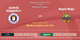 Vorhersage zu Admiral Bundesliga Austria Klagenfurt - Rapid Wien: 16 Oktober 2021