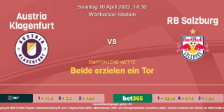 Vorhersage zur Admiral Bundesliga Austria Klagenfurt - RB Salzburg: 10 April 2022