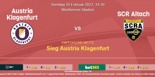 Vorhersage zu Admiral Bundesliga Austria Klagenfurt - SCR Altach: 20 Februar 2022