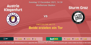 Vorhersage zu Admiral Bundesliga Austria Klagenfurt - Sturm Graz: 12 Dezember 2021