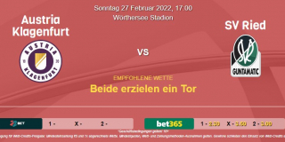 Vorhersage zu Admiral Bundesliga Austria Klagenfurt - SV Ried: 27 Februar 2022