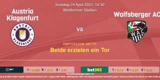 Vorhersage zur Admiral Bundesliga Austria Klagenfurt - Wolfsberger AC: 24 April 2022