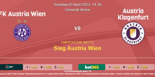 Vorhersage zur Admiral Bundesliga Austria Wien - Austria Klagenfurt: 03 April 2022