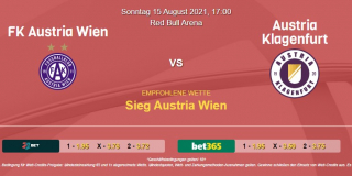 Vorhersage zu Admiral Bundesliga Austria Wien - Austria Klagenfurt: 15 August 2021