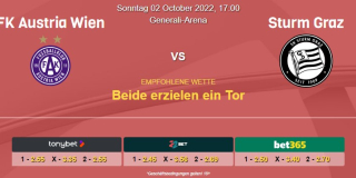 Vorhersage zur Admiral Bundesliga Austria Wien - Sturm Graz: 02 Oktober 2022