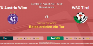Vorhersage zu Admiral Bundesliga Austria Wien - WSG Tirol: 01 August 2021