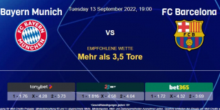 Vorhersage zur Champions League Bayern München - Barcelona: 13 September 2022