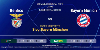 Vorhersage zu Champions League Benfica - Bayern München: 20 Oktober 2021
