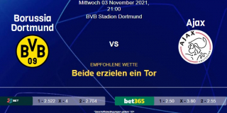 Vorhersage zu Champions League Borussia Dortmund - Ajax: 03 November 2021