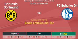 Vorhersage zur Deutschen Bundesliga Borussia Dortmund - Schalke 04: 17 September 2022