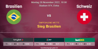 Vorhersage zur WM 2022 Brasilien - Schweiz: 28 November 2022