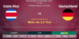 Vorhersage zur WM 2022 Costa Rica - Deutschland: 01 November 2022