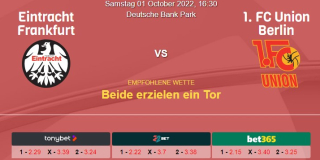 Vorhersage zur Deutschen Bundesliga Eintracht Frankfurt - Union Berlin: 01 Oktober 2022