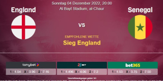 Vorhersage zur WM 2022 England - Senegal: 04 Dezember 2022