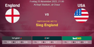 Vorhersage zur WM 2022 England - USA: 25 November 2022
