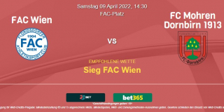 Vorhersage zu Österreich 2. Liga FAC Wien - FC Dornbirn: 09 April 2022