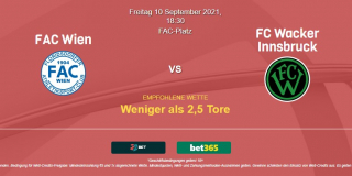 Vorhersage zu Österreich 2. Liga FAC Wien - Wacker Innsbruck: 10 September 2021