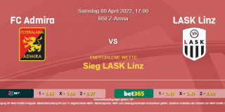 Vorhersage zur Admiral Bundesliga FC Admira - LASK Linz: 09 April 2022