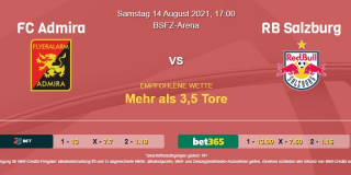 Vorhersage zu Admiral Bundesliga FC Admira - RB Salzburg: 14 August 2021