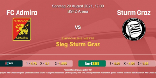 Vorhersage zu Admiral Bundesliga FC Admira - Sturm Graz: 29 August 2021