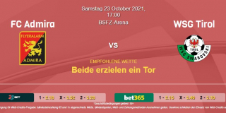 Vorhersage zu Admiral Bundesliga FC Admira - WSG Tirol: 23 Oktober 2021