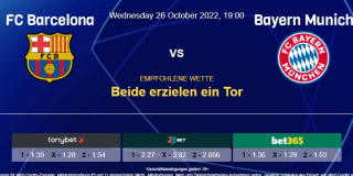Vorhersage zur Champions League FC Barcelona - Bayern München: 26 Oktober 2022