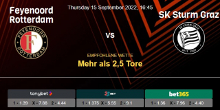 Vorhersage zur Europa League Feyenoord - Sturm Graz: 15 September 2022