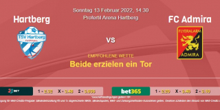 Vorhersage zu Admiral Bundesliga Hartberg - FC Admira: 13 Februar 2022