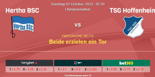 Vorhersage zur Deutschen Bundesliga Hertha BSC - Hoffenheim: 02 Oktober 2022