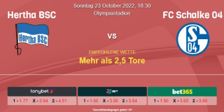 Vorhersage zur Deutschen Bundesliga Hertha BSC - Schalke 04: 23 Oktober 2022