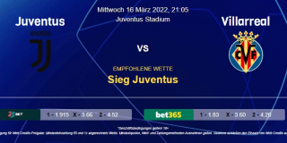 Vorhersage zur Champions League Juventus - Villarreal: 16 März 2022
