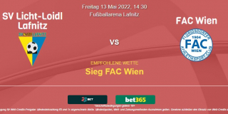Vorhersage zu Österreich 2. Liga Lafnitz - FAC Wien: 13 Mai 2022