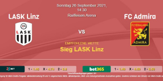 Vorhersage zu Admiral Bundesliga LASK Linz - FC Admira: 26 September 2021