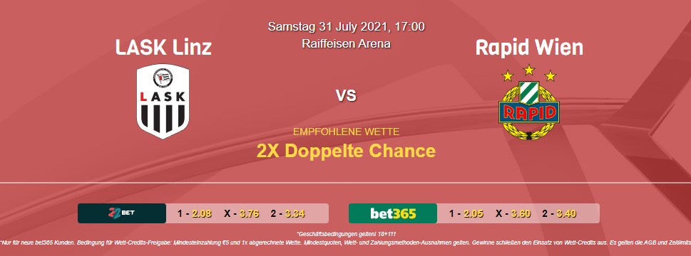 LASK Linz – Rapid Wien (31.07.2021): Prognose und Tipps