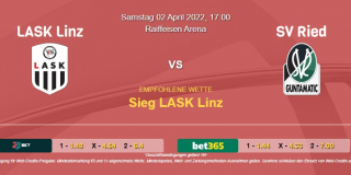 Vorhersage zur Admiral Bundesliga LASK Linz - SV Ried: 02 April 2022