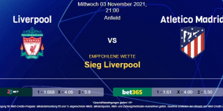 Vorhersage zu Champions League Liverpool - Atletico Madrid: 03 November 2021