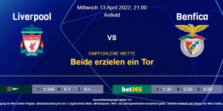 Vorhersage zur Champions League Liverpool - Benfica: 13 April 2022