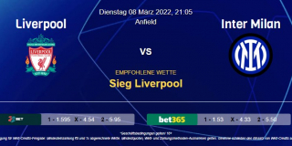 Vorhersage zum Champions League Achtelfinale Liverpool - Inter Mailand: 08 März 2022