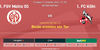 Vorhersage zur Deutschen Bundesliga Mainz 05 - 1. FC Köln: 21 Oktober 2022