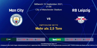 Vorhersage zu Champions League Manchester City - RB Leipzig: 15 September 2021