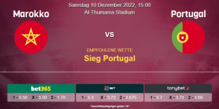 Vorhersage zur WM 2022 Marokko - Portugal: 10 Dezember 2022