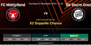 Vorhersage zur Europa League Midtjylland - Sturm Graz: 03 November 2022