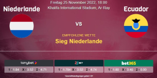 Vorhersage zur WM 2022 Niederlande - Ecuador: 25 November 2022