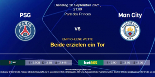 Vorhersage zu Champions League PSG - Manchester City: 28 September 2021