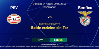 Vorhersage zu Champions League PSV - Benfica Lissabon: 24 August 2021