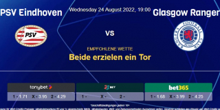 Vorhersage zur Champions League PSV - Glasgow Rangers: 24 August 2022