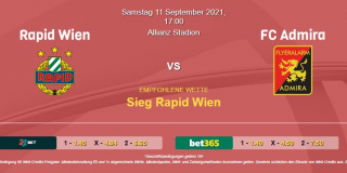Vorhersage zu Admiral Bundesliga Rapid Wien - FC Admira: 11 September 2021